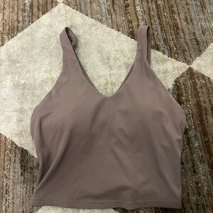 Brown V-Neck Workout Top